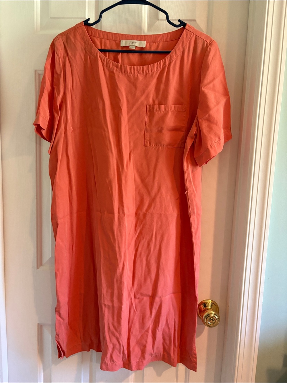 LOFT Coral Short-Sleeve Shift Dress